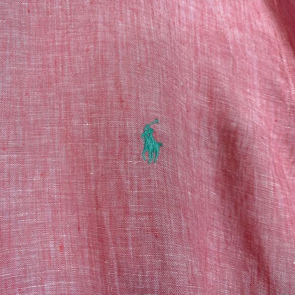 Polo Ralph Lauren Shirt Mens 3XB Pink 100% Linen Long Sleeve Button Down Shirt - Picture 3 of 12